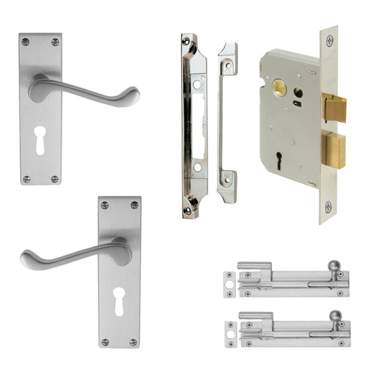 Windsor Traditional French Door Kit – York Lever, Mortice Lock & Barrel Bolts