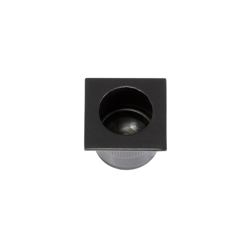 Matt Black square metal edge pull on a white background.