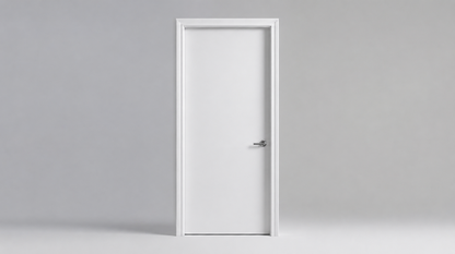 White door on a gray background