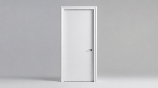 White door on a gray background