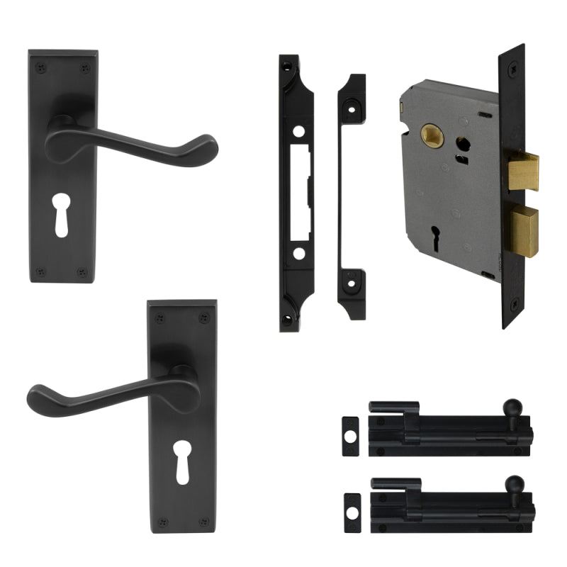 Windsor Traditional French Door Kit – York Lever, Mortice Lock & Barrel Bolts